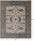 Ivory Turkish Oushak Hand Knotted Wool Area Rug - 8' 0" X 9' 10" - Golden Nile