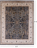 Black Persian Ziegler Hand Knotted Wool Rug - 9' 0" X 11' 9" - Golden Nile