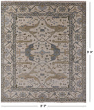 Ivory Turkish Oushak Hand Knotted Wool Area Rug - 8' 3" X 9' 9" - Golden Nile