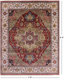 Rust Persian Fine Serapi Handmade Wool Rug - 7' 9" X 9' 9" - Golden Nile