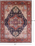 Blue Persian Fine Serapi Hand Knotted Wool Rug - 9' 0" X 11' 11" - Golden Nile