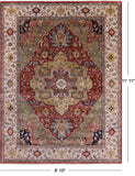 Rust Persian Fine Serapi Hand Knotted Wool Rug - 8' 10" X 11' 11" - Golden Nile