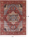 Rust Persian Fine Serapi Hand Knotted Wool Rug - 9' 0" X 11' 10" - Golden Nile