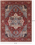 Red Persian Fine Serapi Hand Knotted Wool Rug - 8' 10" X 12' 0" - Golden Nile