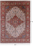 Ivory Persian Fine Serapi Hand Knotted Wool Rug - 8' 8" X 11' 9" - Golden Nile