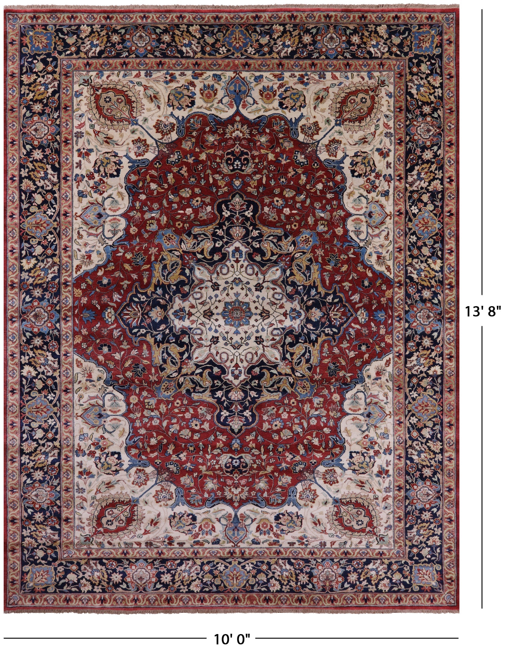 Red Persian Fine Serapi Handmade Wool Rug - 10' 0" X 13' 8" - Golden Nile