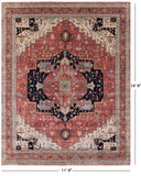 Rust Persian Fine Serapi Hand Knotted Wool Rug - 11' 9" X 14' 9" - Golden Nile