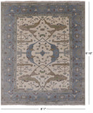 Ivory Turkish Oushak Hand Knotted Wool Area Rug - 8' 1" X 9' 10" - Golden Nile