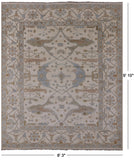 Ivory Turkish Oushak Hand Knotted Wool Area Rug - 8' 3" X 9' 10" - Golden Nile