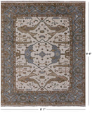 Ivory Turkish Oushak Hand Knotted Wool Area Rug - 8' 1" X 9' 9" - Golden Nile