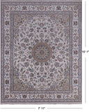 Ivory Persian Nain Handmade Wool & Silk Rug - 7' 11" X 10' 1" - Golden Nile