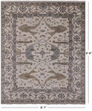 Ivory Turkish Oushak Hand Knotted Wool Area Rug - 8' 1" X 9' 9" - Golden Nile