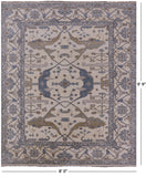 Ivory Turkish Oushak Hand Knotted Wool Rug - 8' 0" X 9' 9" - Golden Nile