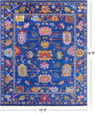 Blue Turkish Oushak Handmade Wool Rug - 12' 4" X 14' 8" - Golden Nile