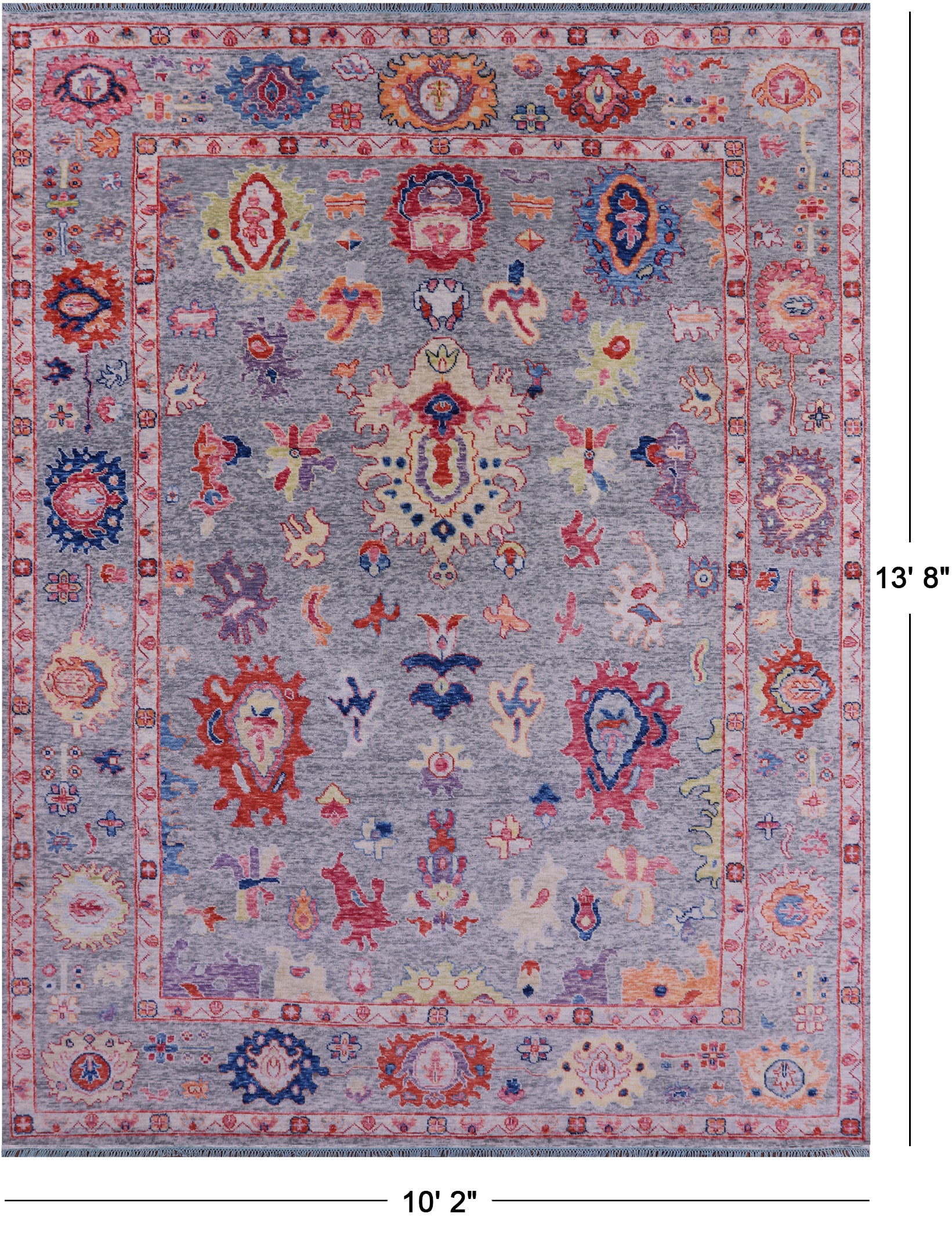 Grey Turkish Oushak Hand Knotted Wool Rug - 10' 2" X 13' 8" - Golden Nile