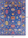 Blue Turkish Oushak Hand Knotted Wool Rug - 10' 4" X 14' 0" - Golden Nile