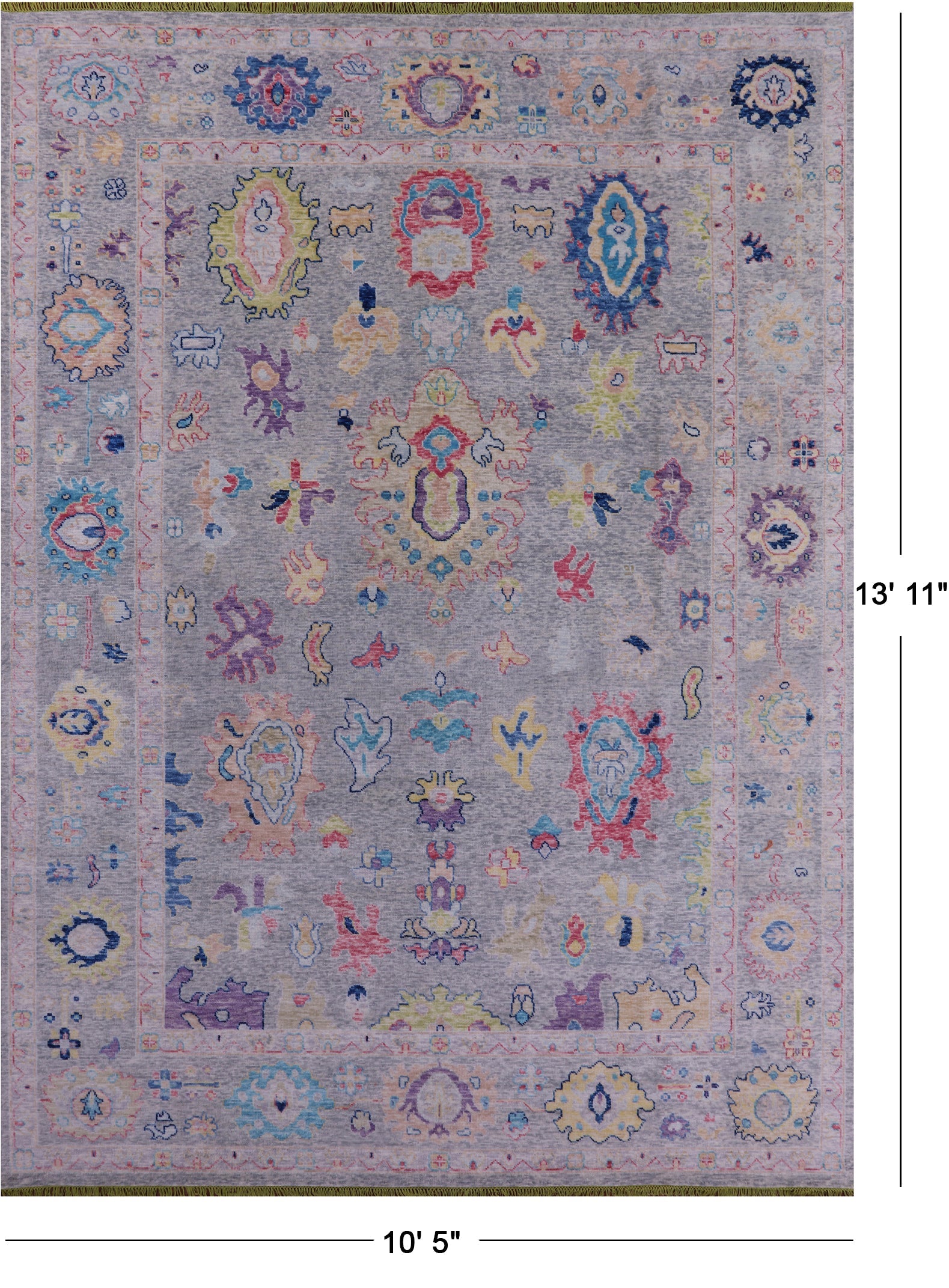 Grey Turkish Oushak Handmade Wool Rug - 10' 5" X 13' 11" - Golden Nile