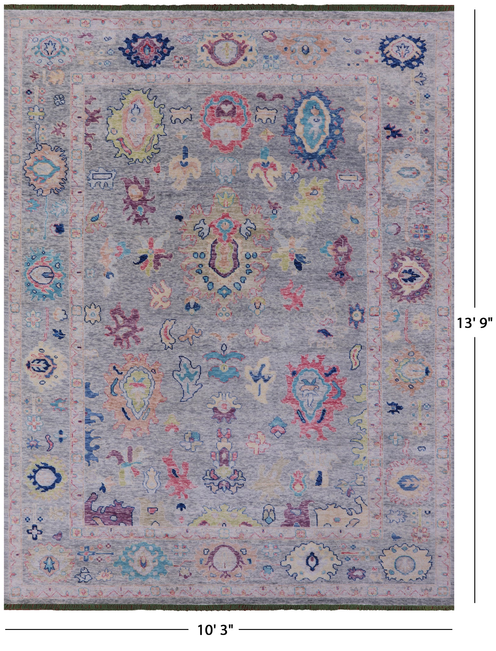 Grey Turkish Oushak Hand Knotted Wool Rug - 10' 3" X 13' 9" - Golden Nile