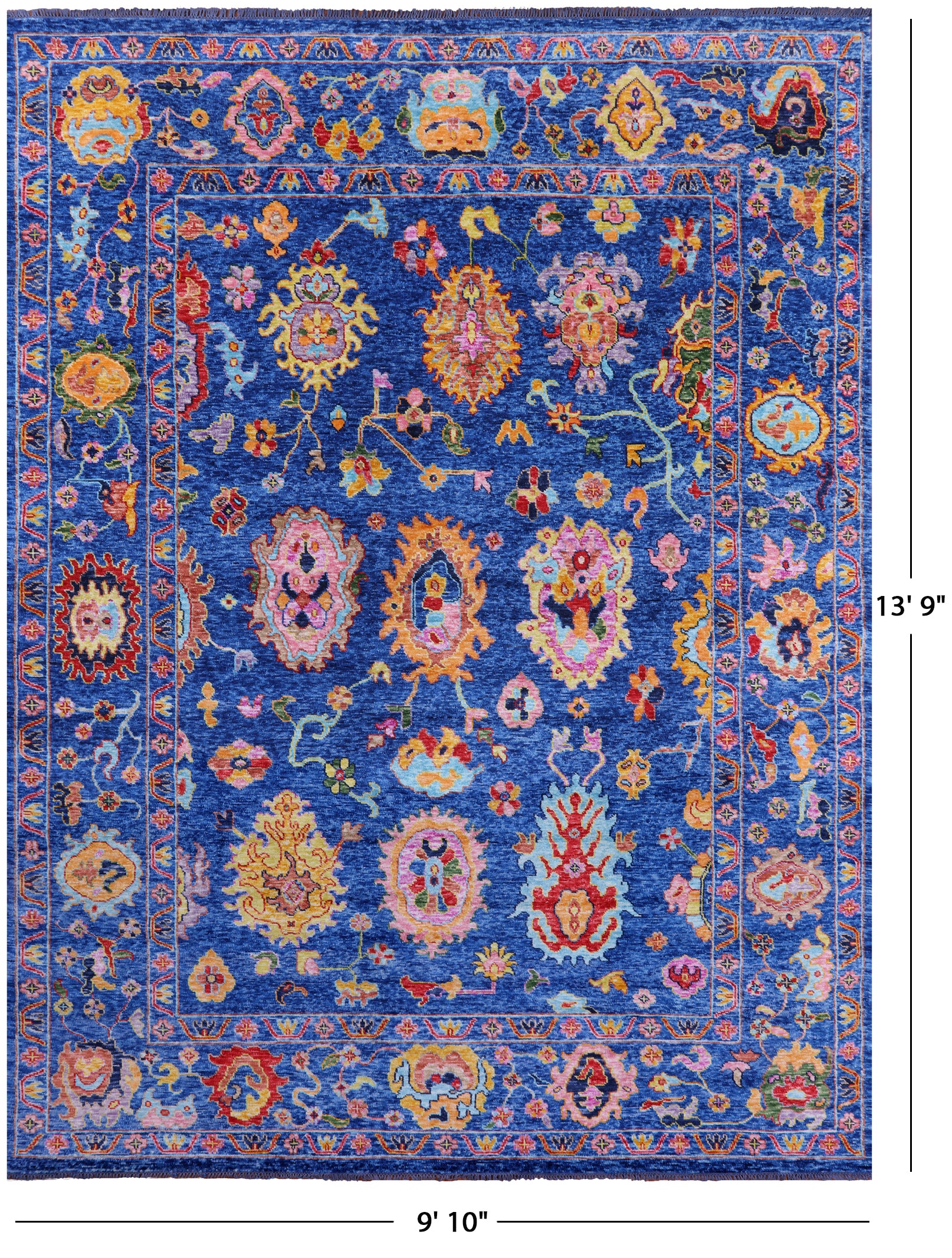 Blue Turkish Oushak Handmade Wool Rug - 9' 10" X 13' 9" - Golden Nile
