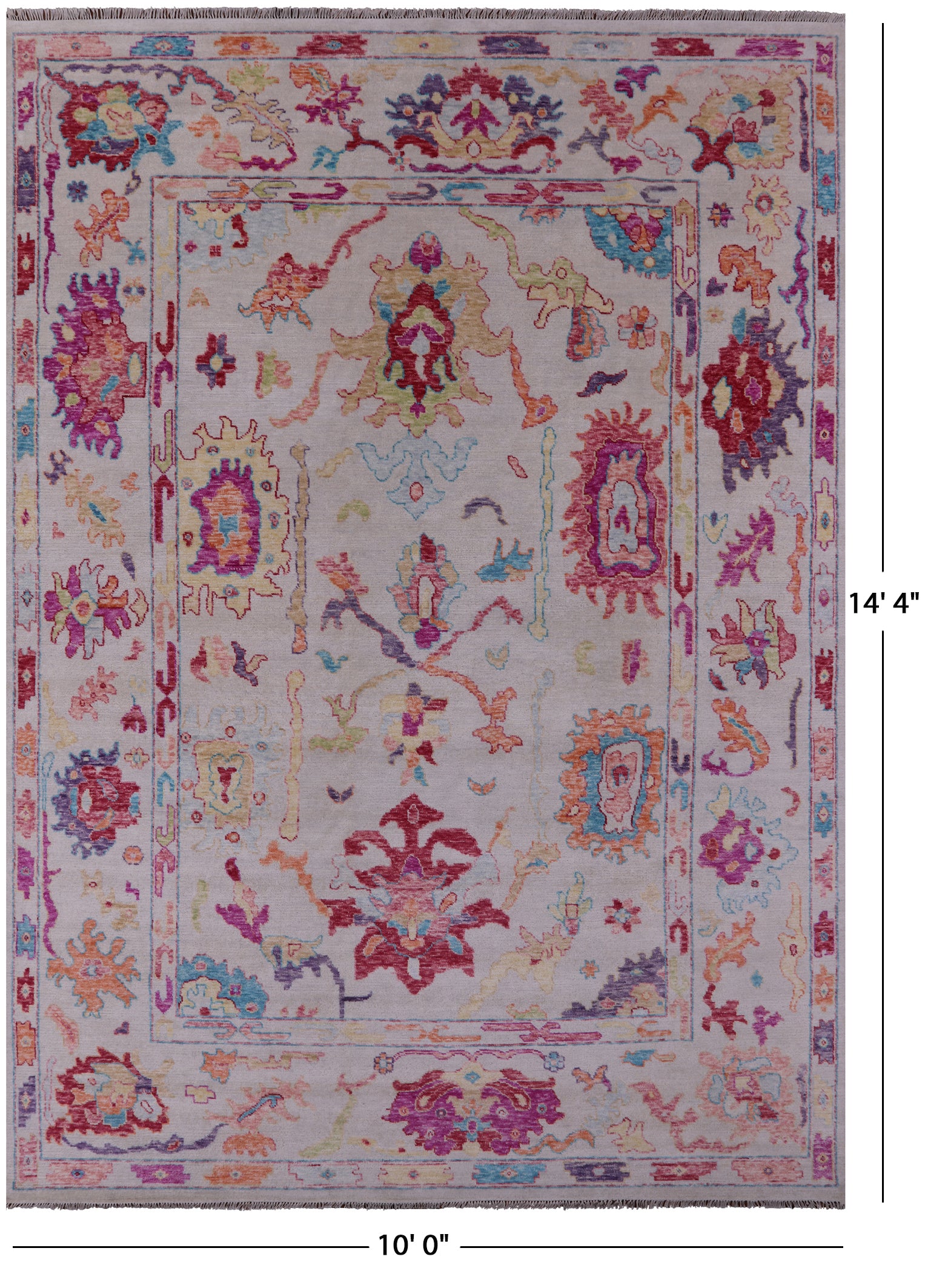 Ivory Turkish Oushak Hand Knotted Wool Rug - 10' 0" X 14' 4" - Golden Nile