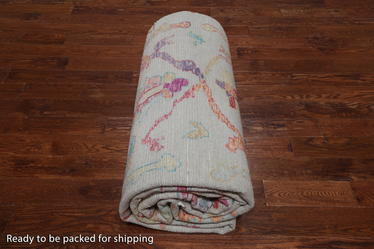 SUPER SALE Ivory Turkish Oushak Hand Knotted Wool Rug - 10' 0" X 14' 4"