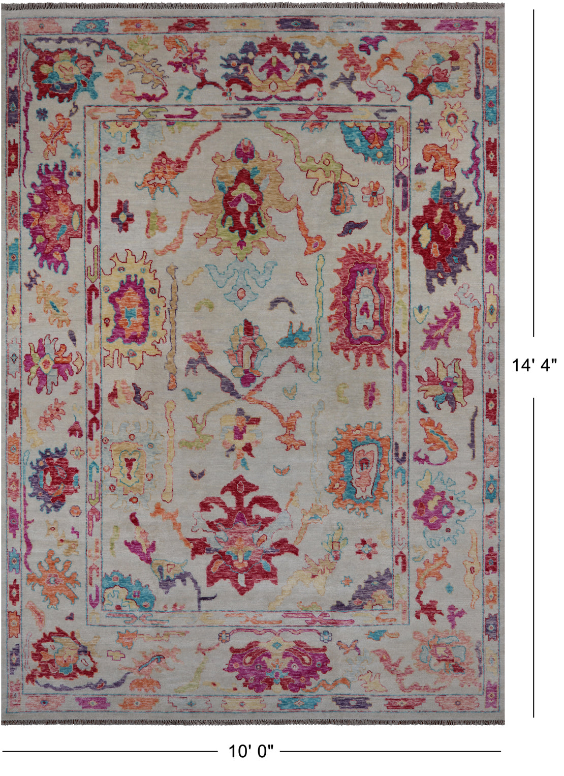 SUPER SALE Ivory Turkish Oushak Hand Knotted Wool Rug - 10' 0" X 14' 4"