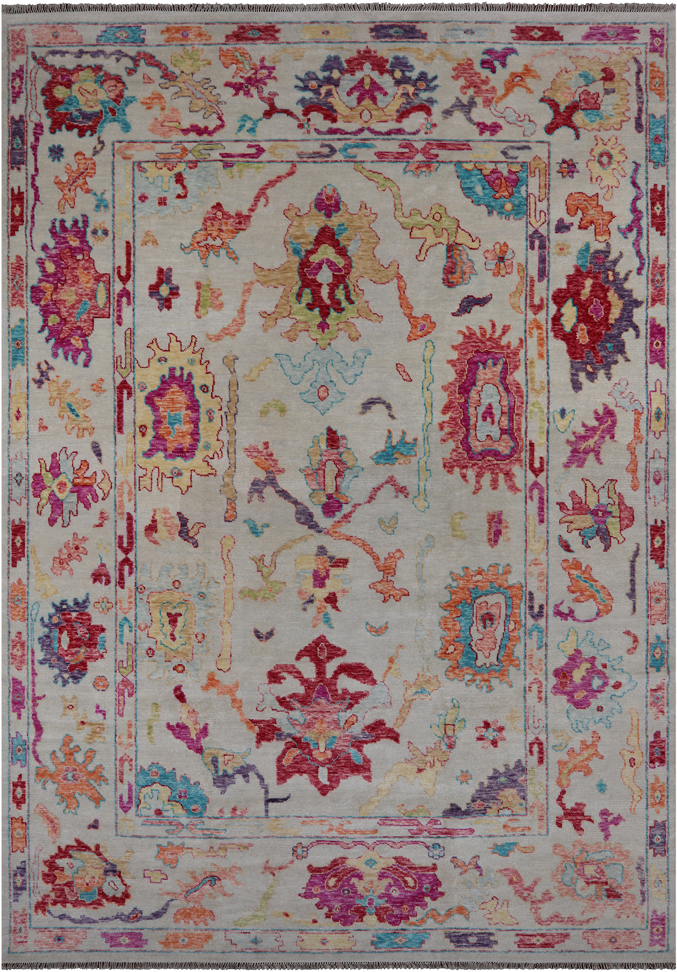 SUPER SALE Ivory Turkish Oushak Hand Knotted Wool Rug - 10' 0" X 14' 4"