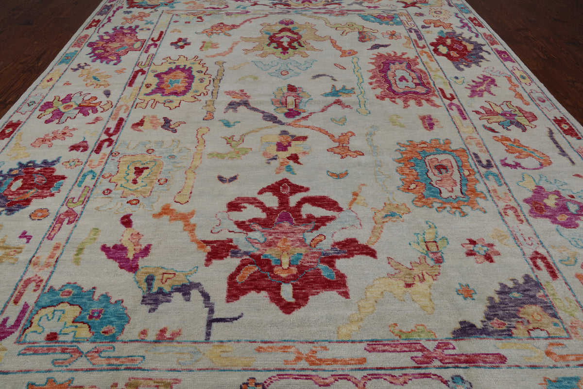 SUPER SALE Ivory Turkish Oushak Hand Knotted Wool Rug - 10' 0" X 14' 4"