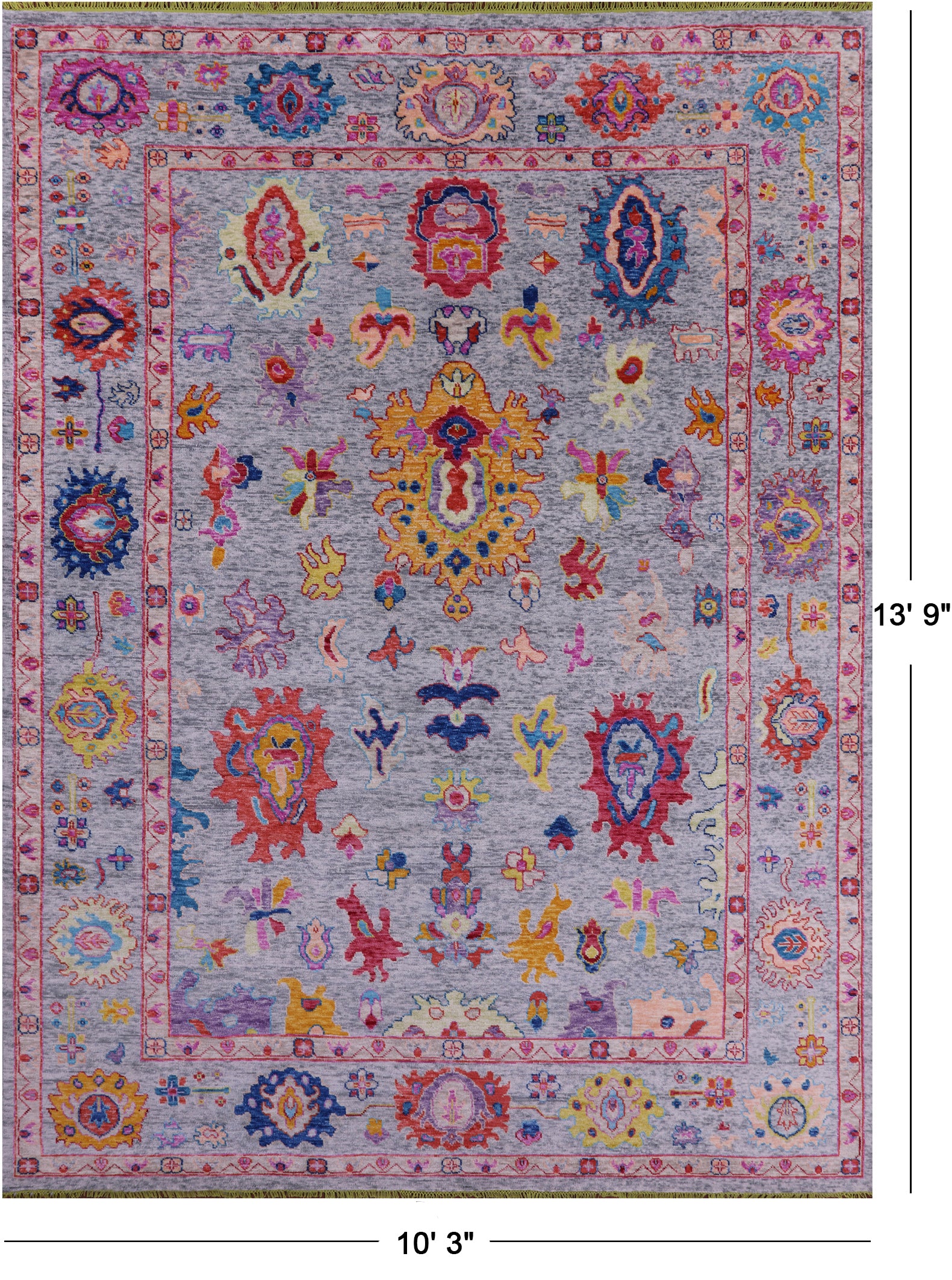 Grey Turkish Oushak Hand Knotted Wool Rug - 10' 3" X 13' 9" - Golden Nile