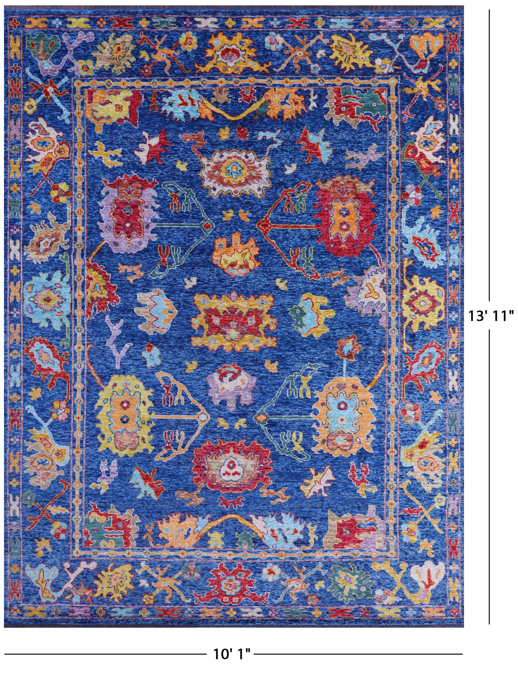 Blue Turkish Oushak Hand Knotted Wool Rug - 10' 1" X 13' 11" - Golden Nile