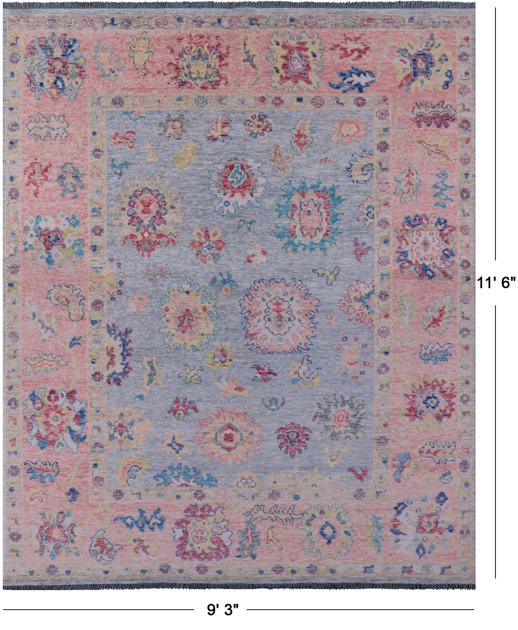 Turkish Oushak Hand Knotted Wool Rug - 9' 3" X 11' 6" - Golden Nile