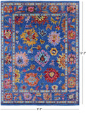 Blue Turkish Oushak Hand Knotted Wool Rug - 9' 2" X 12' 2" - Golden Nile