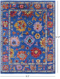 Blue Turkish Oushak Hand Knotted Wool Rug - 9' 2" X 12' 2" - Golden Nile