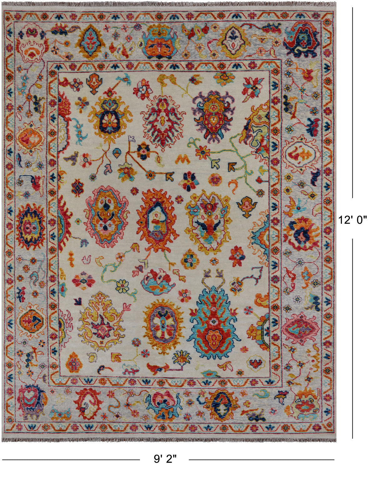 SUPER SALE Ivory Turkish Oushak Hand Knotted Wool Rug - 9' 2" X 12' 0"