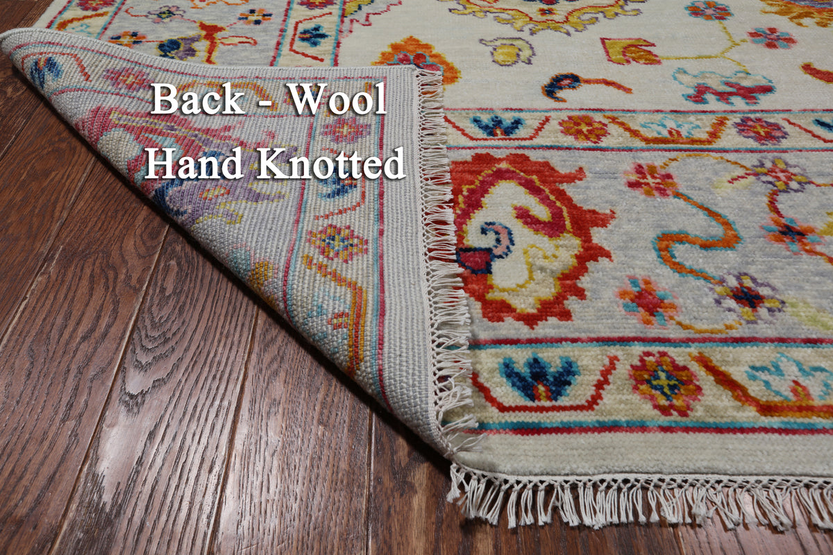 SUPER SALE Ivory Turkish Oushak Hand Knotted Wool Rug - 9' 2" X 12' 0"