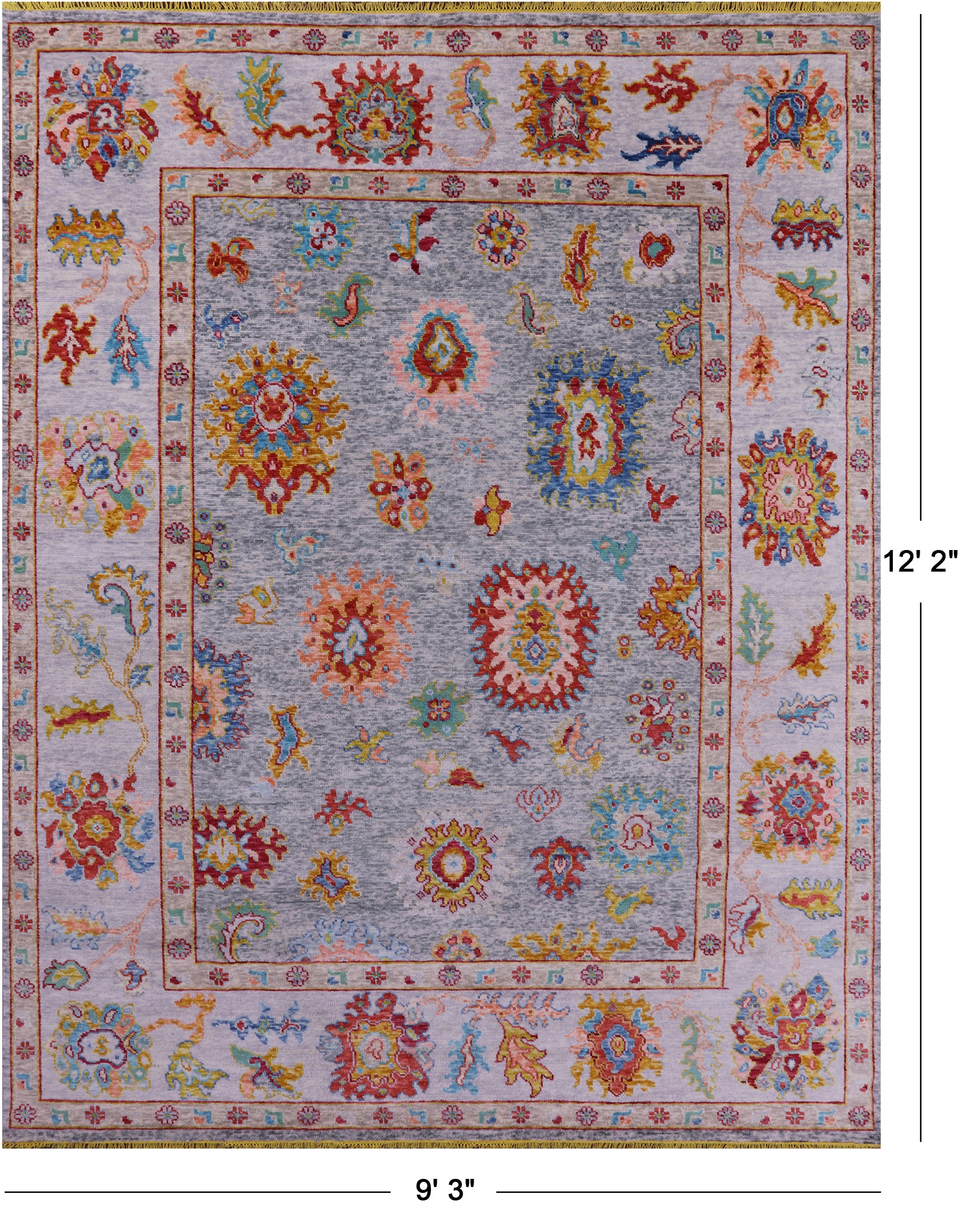 Turkish Oushak Hand Knotted Wool Rug - 9' 3" X 12' 2" - Golden Nile