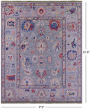 Grey Turkish Oushak Hand Knotted Wool Rug - 9' 5" X 12' 0" - Golden Nile