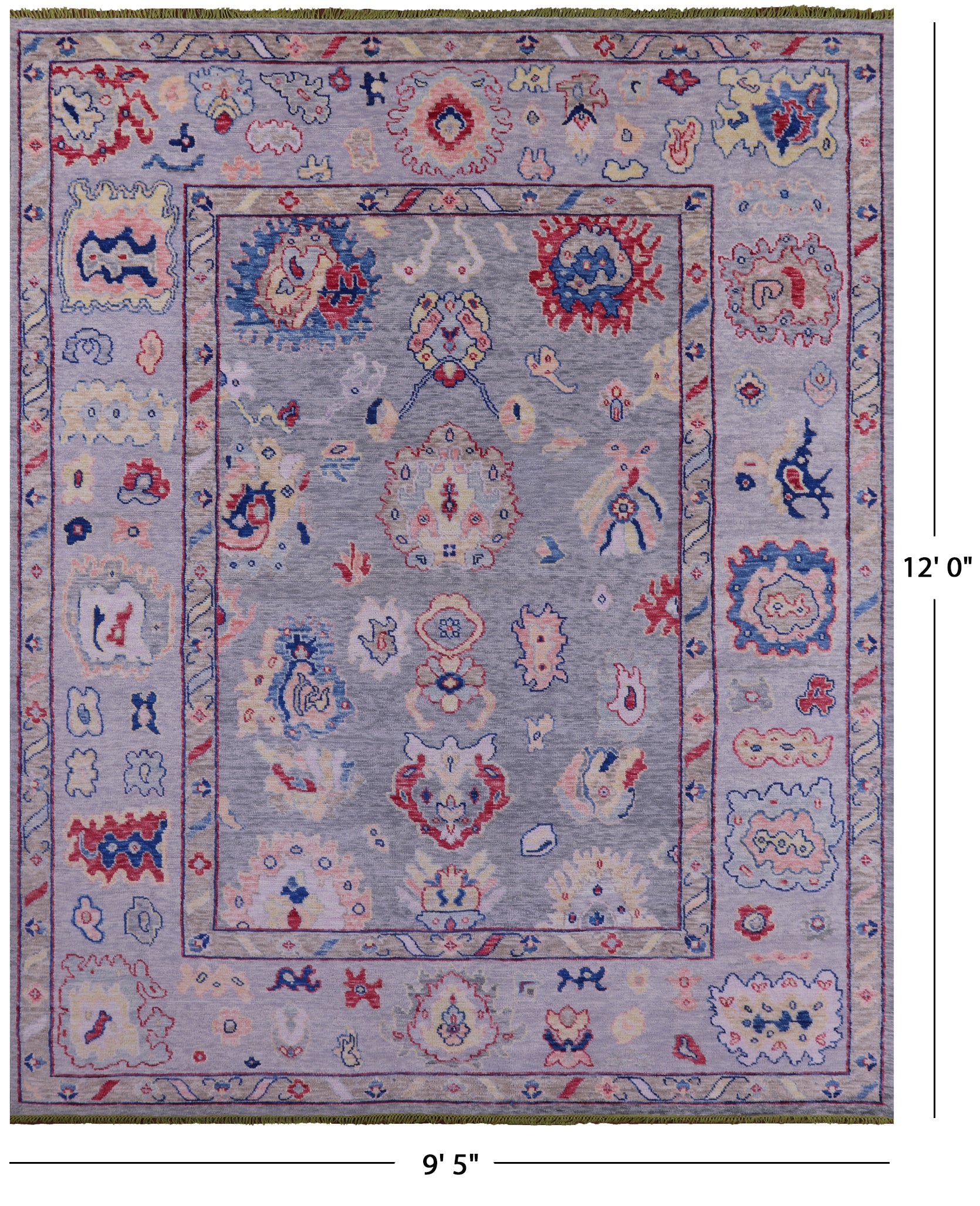 Grey Turkish Oushak Hand Knotted Wool Rug - 9' 5" X 12' 0" - Golden Nile