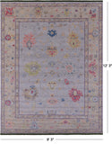 Grey Turkish Oushak Hand Knotted Wool Rug - 9' 3" X 12' 3" - Golden Nile