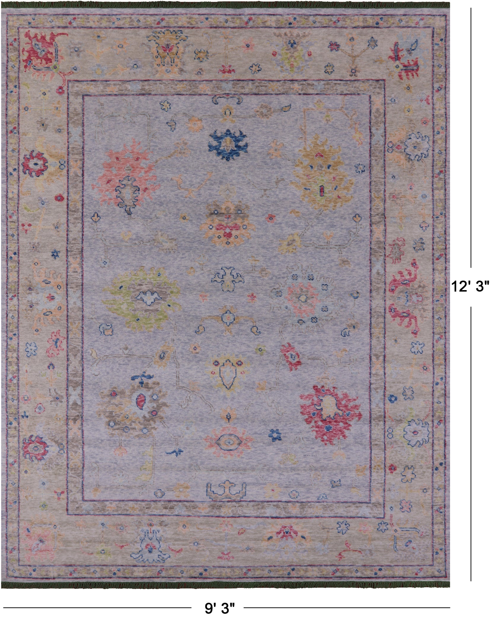 Grey Turkish Oushak Hand Knotted Wool Rug - 9' 3" X 12' 3" - Golden Nile