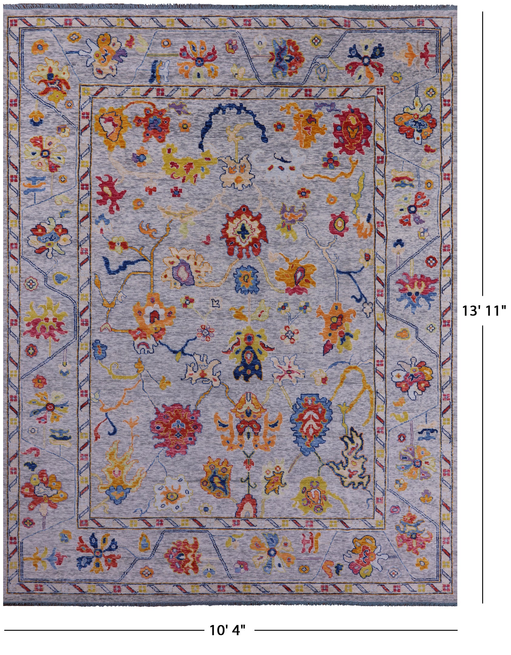 Grey Turkish Oushak Handmade Wool Rug - 10' 4" X 13' 11" - Golden Nile