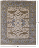 Ivory Turkish Oushak Hand Knotted Wool Area Rug - 8' 0" X 10' 0" - Golden Nile
