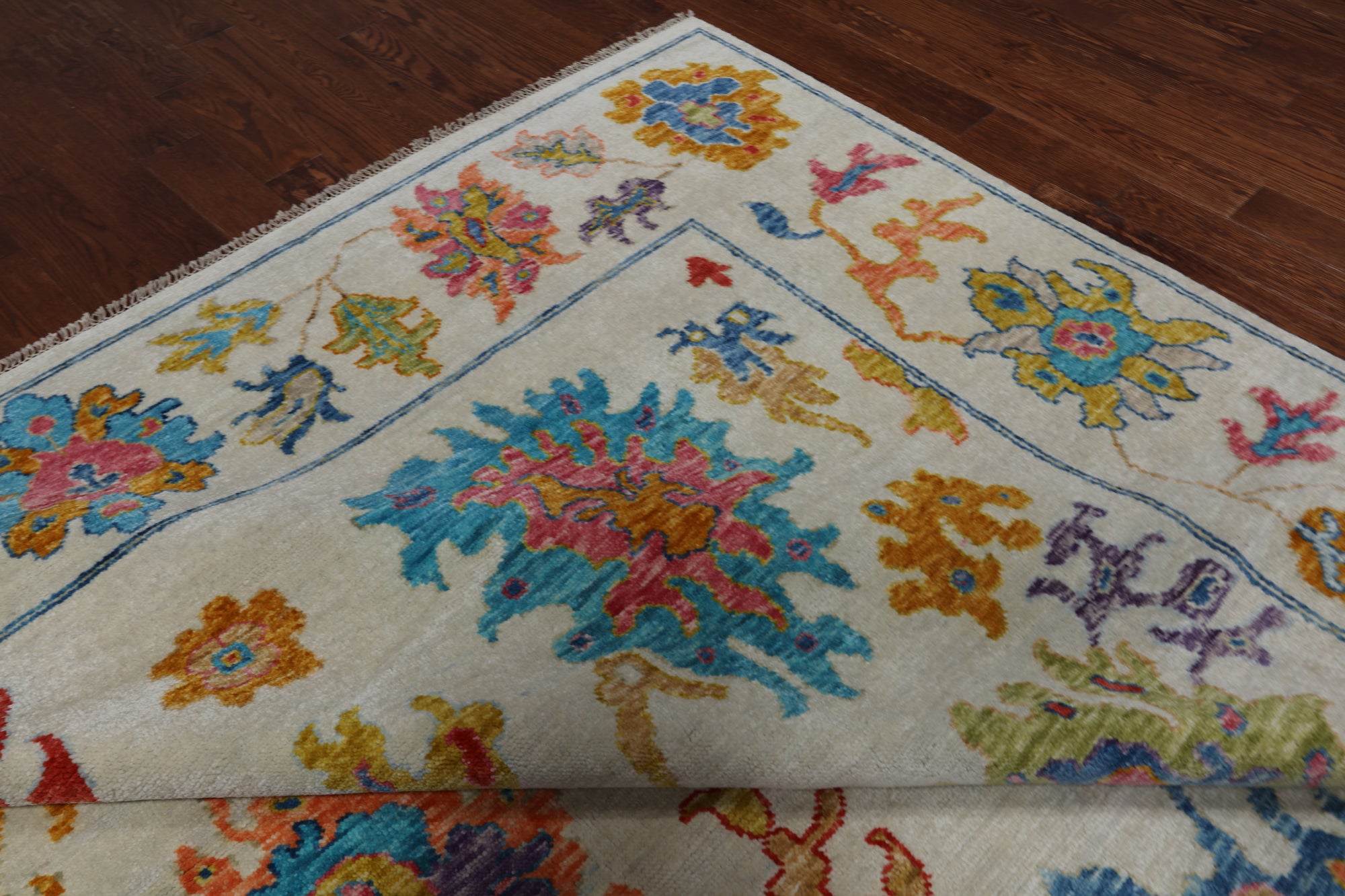 SUPER SALE Ivory Turkish Oushak Hand Knotted Wool Rug - 10' 2" X 13' 9"