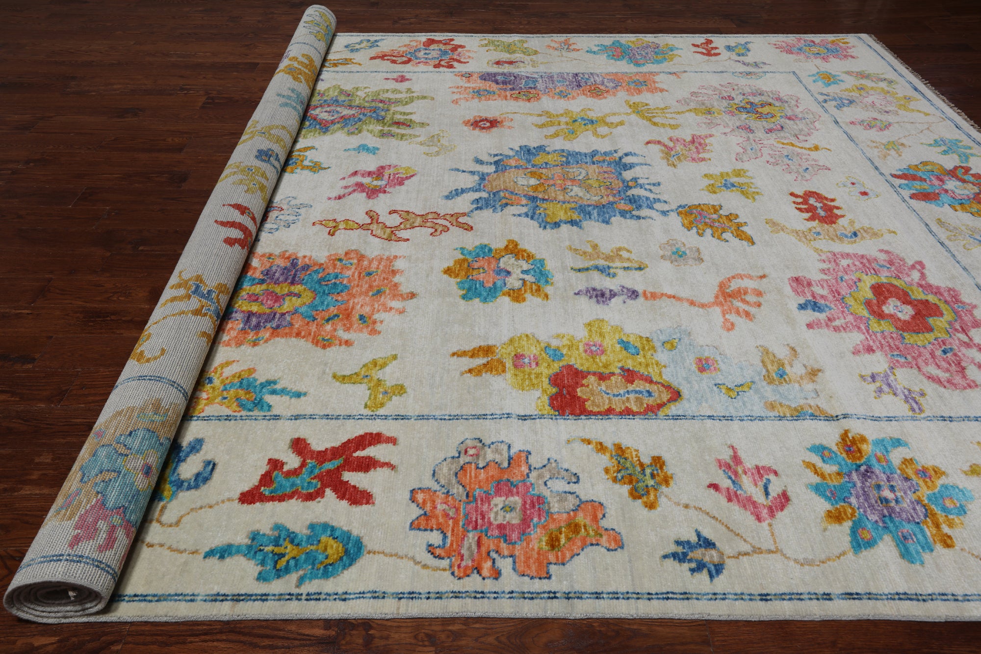 SUPER SALE Ivory Turkish Oushak Hand Knotted Wool Rug - 10' 2" X 13' 9"