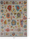 SUPER SALE Ivory Turkish Oushak Hand Knotted Wool Rug - 10' 2" X 13' 9"