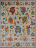 SUPER SALE Ivory Turkish Oushak Hand Knotted Wool Rug - 10' 2" X 13' 9"