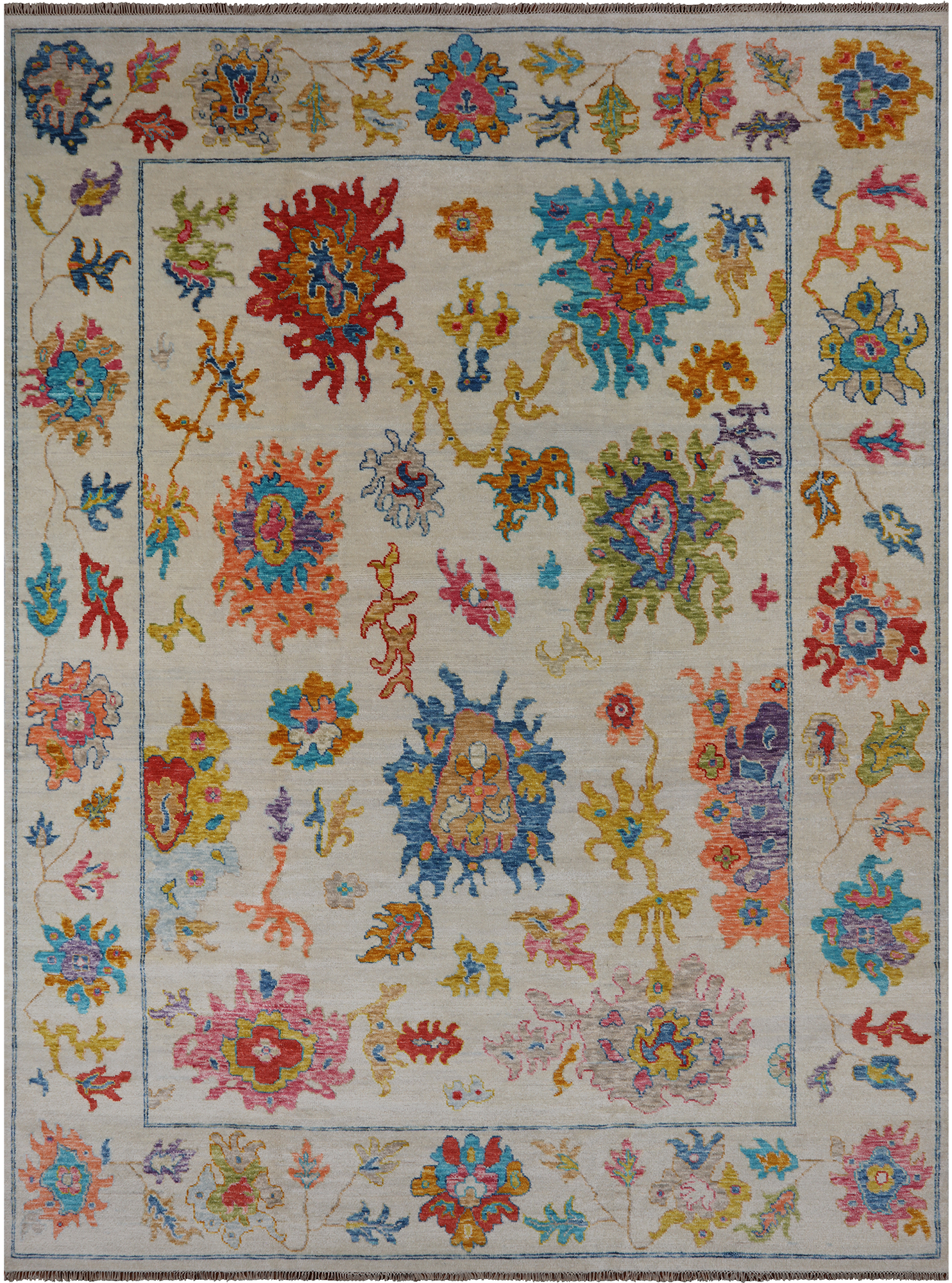 SUPER SALE Ivory Turkish Oushak Hand Knotted Wool Rug - 10' 2" X 13' 9"