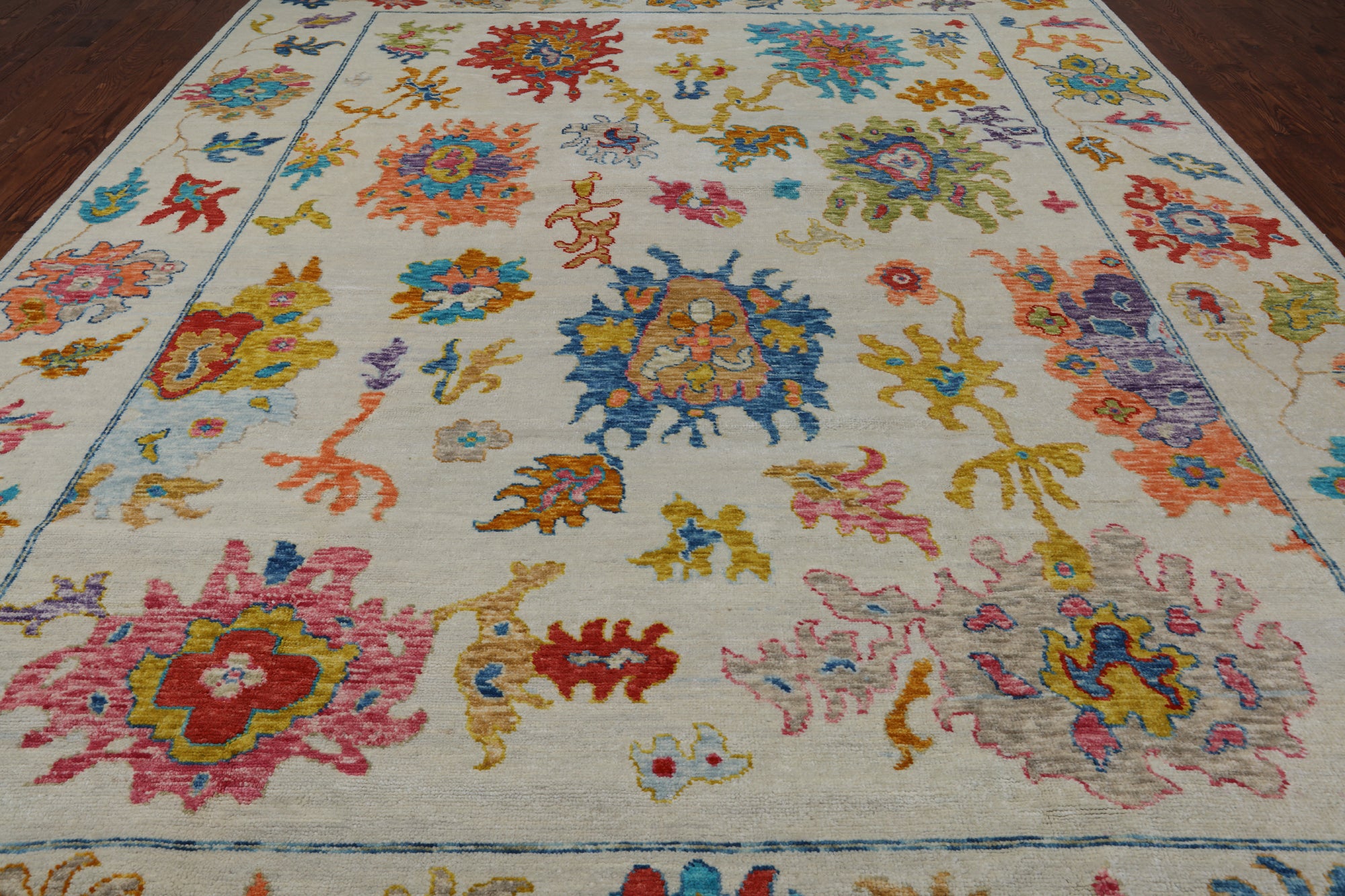 SUPER SALE Ivory Turkish Oushak Hand Knotted Wool Rug - 10' 2" X 13' 9"