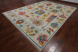 SUPER SALE Ivory Turkish Oushak Hand Knotted Wool Rug - 10' 2" X 13' 9"