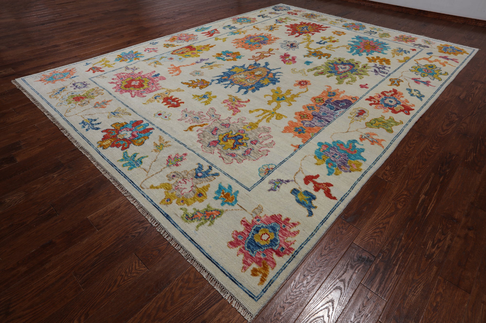 SUPER SALE Ivory Turkish Oushak Hand Knotted Wool Rug - 10' 2" X 13' 9"